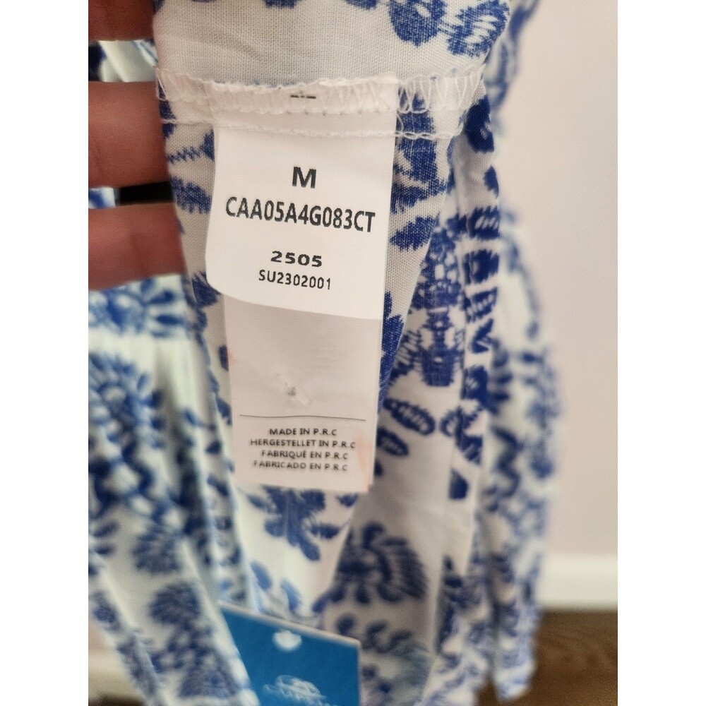 CUPSHE Maxi Dress Twist Keyhole Sleeveless Geometric Print Blue Rayon NWT - M - Picture 8 of 10